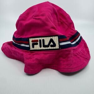 FILA Y2K vintage pink bucket hat patch reversible